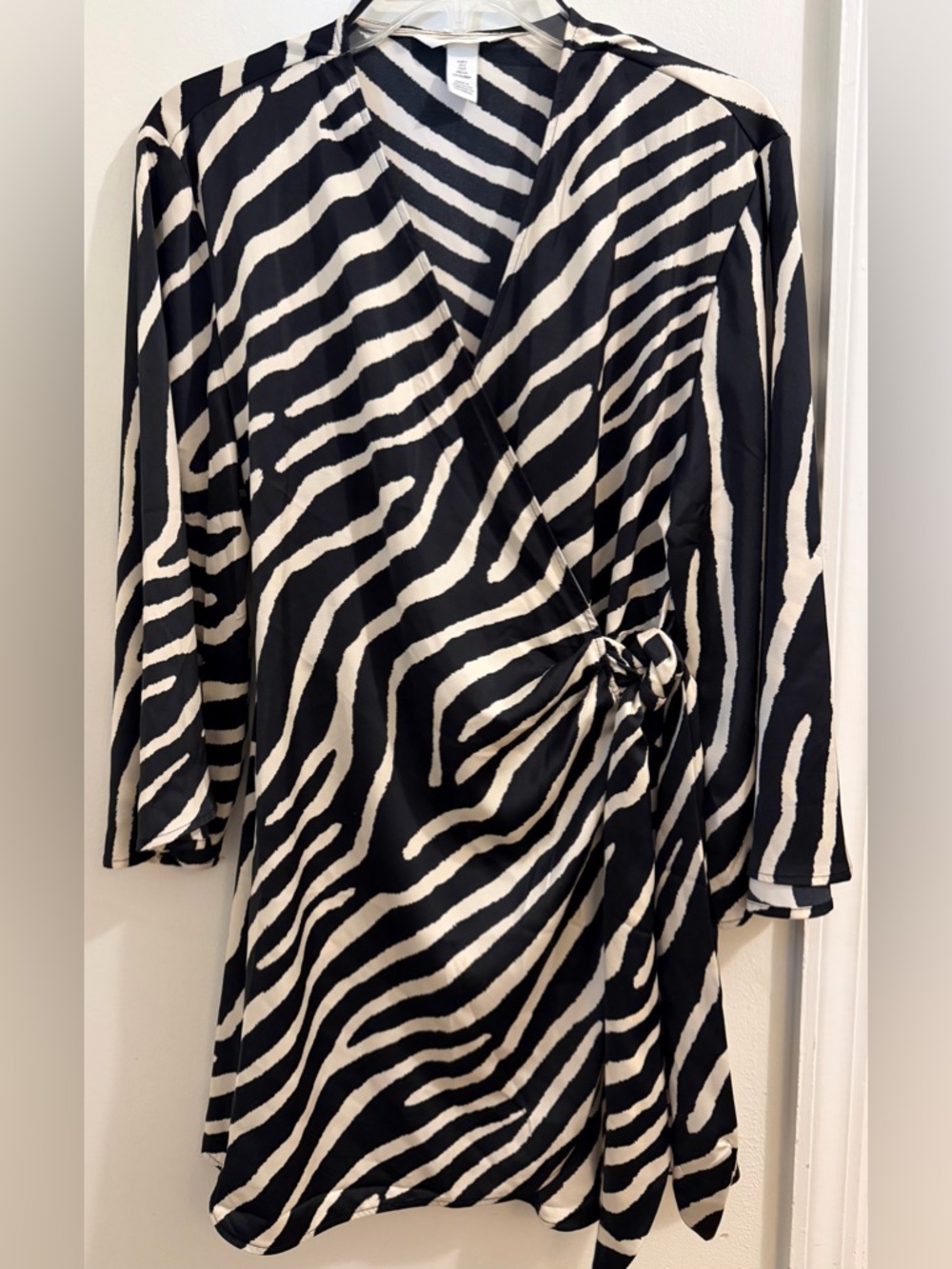 H&M Zebra-Stripe Wrap Dress - Black & White